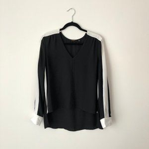 Dex Black/White Band Blouse - L